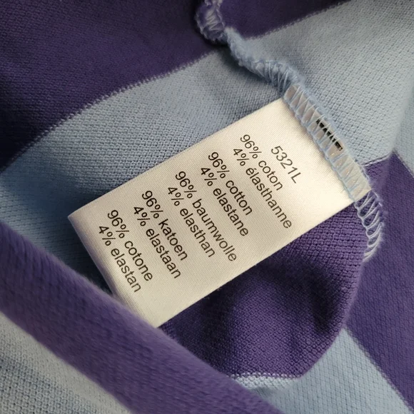 Lacoste Women's Polo Shirt - Purple and Light Blue Stripes, Size 42 - Picture 5 of 5